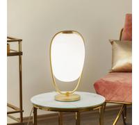 kdln Lampada da tavolo Lannà, bianco/oro, altezza 40 cm, vetro kdln