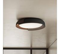 kdln Plafoniera LED Dala, grigio scuro/legno, Ø 58 cm, dimmerabile kdln