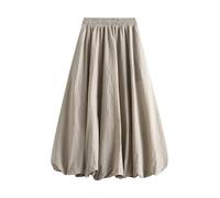KDOFIO Gonna Lunga Donna Gonna da Donna Gonna Lunga Elastica in Vita A Una Linea Pieghettata A Palloncini Fluidi Maxi Gonne con Tasche-Cachi-Una Dimensione