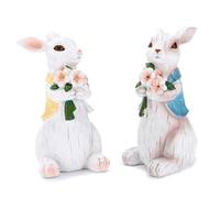 Kdouehg 2 Pezzi di Decorazioni di Coniglietti Figurine di Coniglietti in Resina, Decorazioni di Coniglietti Primaverili Statue di Conigli Fatti A Mano per Coppie per Decorazioni Domestiche Du