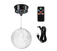 Kdouehg 7,8 Pollici Palla da Discoteca Sospesa Illuminata A LED Palla da Discoteca A Specchio Rotante Decorazioni per Feste al Coperto
