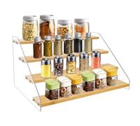 Kdouehg Organizzatore per Porta Spezie da 12 Pollici per Armadietto - Espositore In Legno A 4 Ripiani - Ripiano Espositivo Salvaspazio per Cupcake al Profumo