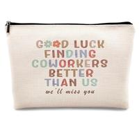 kdqua Borsa per il trucco con scritta "Good Luck Finding Better Coworkers Than Us, Leaving Going Away Gifts Collegague Women, New Job Gifts Coworker Goodbye Gifts Linen Cosmetic Bag Zipper Pouch