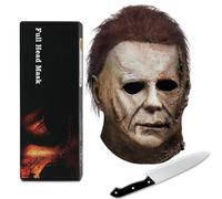 KDSPAROS Maschera di Michael Myers per Halloween, maschera spaventosa in lattice with Hair, costume di Michael Myers accessori per cosplay, maschere spaventose di Carnevale (Brown)