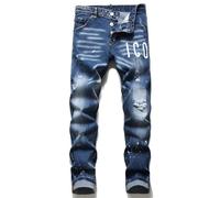Kdtoll Jeans Uomo Slim Fit Strappati - Pantaloni in Denim Elasticizzato con Spruzzi di Inchiostro, Stile Urban e Streetwear Y2K
