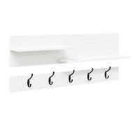 KDVXBCQJH Appendiabiti da parete bianco, 90 x 15 x 36 cm, in legno | Mobile da corridoio salvaspazio per ingresso: appendiabiti stabile con 2 ripiani integrati dal design moderno.