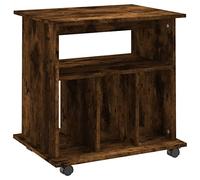 KDVXBCQJH Armadio con ruote, in rovere affumicato, 60 x 45 x 60 cm, con | Il carrello da ufficio compatto in legno offre uno spazio flessibile con 4 scomparti per lo studio o l'ufficio.