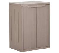 KDVXBCQJH Armadio da giardino marrone, 65 x 45 x 88 cm, in polipropilene | Armadietto compatto effetto legno marrone con 2 ripiani per organizzare la terrazza, il balcone o il giardino.