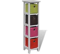 KDVXBCQJH Cassettiera con 4 cestini, bianco, 20 x 20 x 80 cm | Scaffale sottile salvaspazio per bagno e camera da letto, con cestino colorato e robusta protezione antiribaltamento