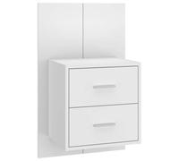 KDVXBCQJH Comodino da parete bianco lucido, da appendere, 48,5 x 32,5 x 80 | Consolle da parete sospesa per camera da letto con cassetto e scomparti aperti per la massima libertà dal pavimento e ordine.