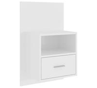 KDVXBCQJH Comodino da parete con cassetto, bianco lucido, 48,5 x 32,5 x 80 | La consolle da parete sospesa per camera da letto crea una superficie libera sul pavimento e uno spazio discreto in legno