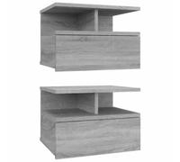 KDVXBCQJH Comodino sospeso, set di 2 pezzi, grigio Sonoma, 40 x 31 x 27 cm | Il comodino da parete Duo per camera da letto offre un ripiano intelligente e un cassetto con una portata di 20 kg.