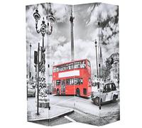 KDVXBCQJH Divisorio pieghevole, 3 pezzi, 160 x 170 cm, motivo Londra | Elegante paravento per camera da letto e soggiorno, con stampa fotografica di autobus su entrambi i lati su tela resistente.
