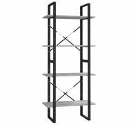 KDVXBCQJH Libreria con 4 scomparti, colore grigio Sonoma, 60 x 30 x 140 cm | Scaffale sottile in grigio sonoma per soggiorno e camera da letto, con quattro ripiani stabili e fissaggio a parete