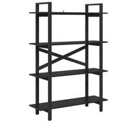 KDVXBCQJH Libreria nera effetto rovere, 100 x 33,5 x 140 cm | Scaffale a 4 livelli dal design industriale per soggiorno e ufficio in casa, robusto telaio in acciaio con piedini regolabili