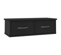 KDVXBCQJH Scaffale da parete con 2 cassetti, nero, 60 x 26 cm, in legno | Mensola sospesa per corridoio, camera da letto e area trucco. Offre spazio discreto con una capacità di carico di 50 kg.