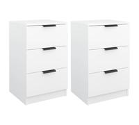 KDVXBCQJH Set di 2 comodini con 3 cassetti, bianco | Pratico mobile per camera da letto con tre cassetti per articoli decorativi e utensili personali dal design senza tempo.