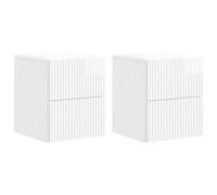 KDVXBCQJH Set di 2 comodini da parete in legno bianco lucido | Cassettiera sospesa compatta per camera da letto. Il montaggio a parete salvaspazio crea ordine e un look moderno nella