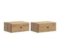 KDVXBCQJH Set di 2 comodini da parete in rovere Artisan, 49 x 34,5 x 20 cm | Consolle sospese salvaspazio per camera da letto in legno con cassetto e ripiano per utensili in ordine.