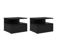 KDVXBCQJH Set di 2 comodini sospesi, montaggio a parete, effetto rovere | Consolle da parete salvaspazio per camera da letto con cassetto e ripiano aperto, portata fino a 40 kg per spazi compatti.
