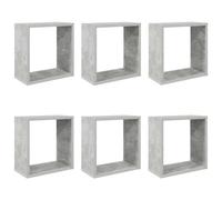 KDVXBCQJH Set di 6 mensole da parete a forma di cubo, 30 x 15 x 30 cm, in | Scaffale sospeso a sei pezzi in elegante grigio cemento per camera da letto, cucina e corridoio per esporre le decorazioni.