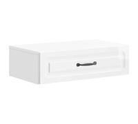 KDVXBCQJH Tavolino da parete bianco lucido, 59 x 34,5 x 17 cm | Console sospesa salvaspazio per camera da letto e corridoio con un ampio cassetto per una conservazione ordinata.