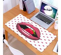 KDWJS Tappetino per mouse XXL Speed Gaming - 90x40 cm - XXL Mousepad - base antiscivolo - migliora la precisione e la velocità - Icona retrò isolata con labbra rosse che si mordono. Concetto pop art