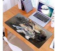 KDWJS Tappetino per mouse XXL Speed Gaming - 90x40 cm - XXL Mousepad - base antiscivolo - migliora la precisione e la velocità - Cucciolo di lupo e sua madre. Disegno ad acquerello