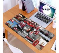 KDWJS Tappetino per mouse XXL Speed Gaming - 90x40 cm - XXL Mousepad - base antiscivolo - migliora la precisione e la velocità - Londra Big Ben Tower Bridge Bandiera del Regno Unito Campidoglio Autob