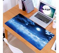 KDWJS Tappetino per mouse XXL Speed Gaming - 90x40 cm - XXL Mousepad - base antiscivolo - migliora la precisione e la velocità - Una scena tranquilla della luna piena sopra le nuvole, riflessa sul ca
