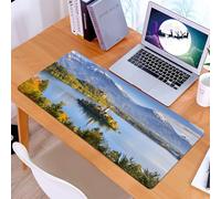 KDWJS Tappetino per mouse XXL Speed Gaming - 90x40 cm - XXL Mousepad - base antiscivolo - migliora la precisione e la velocità - Vista sul lago alpino, isola tranquilla, con una chiesa circondata da