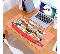 KDWJS Tappetino per mouse XXL Speed Gaming - 90x40 cm - XXL Mousepad - base antiscivolo - migliora la precisione e la velocità - Disegna un simpatico gatto in una bella tazza di tè. Isolato su bianco