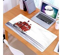 KDWJS Tappetino per mouse XXL Speed Gaming - 90x40 cm - XXL Mousepad - base antiscivolo - migliora la precisione e la velocità - Una rappresentazione artistica di vele rosse vibranti su una barca, ch