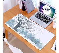 KDWJS Tappetino per mouse XXL Speed Gaming - 90x40 cm - XXL Mousepad - base antiscivolo - migliora la precisione e la velocità - Silhouette di una foresta ghiacciata, un albero nudo nella foresta di