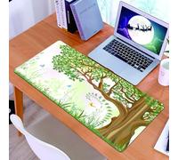 KDWJS Tappetino per mouse XXL Speed Gaming - 90x40 cm - XXL Mousepad - base antiscivolo - migliora la precisione e la velocità - Natura Primavera Estate Vista Albero Erba Farfalle Pittura a olio Effe