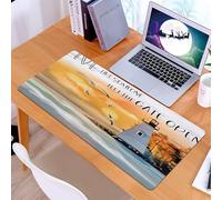 KDWJS Tappetino per mouse XXL Speed Gaming - 90x40 cm - XXL Mousepad - base antiscivolo - migliora la precisione e la velocità - Un faro e gabbiani in volo al tramonto forniscono un messaggio ispirat