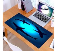 KDWJS Tappetino per mouse XXL Speed Gaming - 90x40 cm - XXL Mousepad - base antiscivolo - migliora la precisione e la velocità - Luce blu subacquea, la sagoma dello squalo circonda lo sfondo blu radi