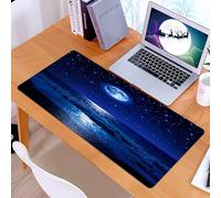 KDWJS Tappetino per mouse XXL Speed Gaming - 90x40 cm - XXL Mousepad - base antiscivolo - migliora la precisione e la velocità - Moonlight Beach, Spiaggia con stelle sotto la luna - Tutto il cielo, S