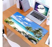 KDWJS Tappetino per mouse XXL Speed Gaming - 90x40 cm - XXL Mousepad - base antiscivolo - migliora la precisione e la velocità - Barbados Mar dei Caraibi Barbados, spiaggia bianca, palme e acqua turc
