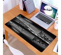KDWJS Tappetino per mouse XXL Speed Gaming - 90x40 cm - XXL Mousepad - base antiscivolo - migliora la precisione e la velocità - Il ponte di Brooklyn e lo skyline di Manhattan di notte in bianco e ne