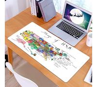 KDWJS Tappetino per mouse XXL Speed Gaming - 90x40 cm - XXL Mousepad - base antiscivolo - migliora la precisione e la velocità - Mappa degli Stati Uniti, mappa americana con elementi culturali simbol
