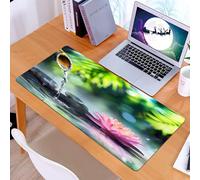 KDWJS Tappetino per mouse XXL Speed Gaming - 90x40 cm - XXL Mousepad - base antiscivolo - migliora la precisione e la velocità - giardino zen con pietre nere e ninfee rosa