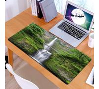 KDWJS Tappetino per mouse XXL Speed Gaming - 90x40 cm - XXL Mousepad - base antiscivolo - migliora la precisione e la velocità - Set, Cascate di Gran Burrone, Cascata Multnomah, Oregon con Sentiero