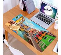 KDWJS Tappetino per mouse XXL Speed Gaming - 90x40 cm - XXL Mousepad - base antiscivolo - migliora la precisione e la velocità - Venezia, edifici colorati e canale d'acqua con barche Isola di Burano