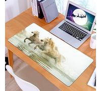 KDWJS Tappetino per mouse XXL Speed Gaming - 90x40 cm - XXL Mousepad - base antiscivolo - migliora la precisione e la velocità - Animali, una mandria di cavalli che attraversa acque poco profonde, em