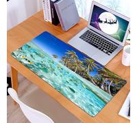 KDWJS Tappetino per mouse XXL Speed Gaming - 90x40 cm - XXL Mousepad - base antiscivolo - migliora la precisione e la velocità - Isola tropicale ed esotica sopra e sotto l'acqua, costa panoramica e i