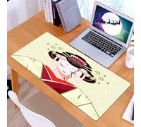 KDWJS Tappetino per mouse XXL Speed Gaming - 90x40 cm - XXL Mousepad - base antiscivolo - migliora la precisione e la velocità - Giapponese, Geisha Donna Ritratto Tradizionale Asiatico Kimono Maiko C