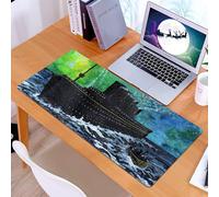 KDWJS Tappetino per mouse XXL Speed Gaming - 90x40 cm - XXL Mousepad - base antiscivolo - migliora la precisione e la velocità - Illustrazione ad acquerello di una nave Titanic che affonda con razzi
