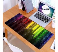 KDWJS Tappetino per mouse XXL Speed Gaming - 90x40 cm - XXL Mousepad - base antiscivolo - migliora la precisione e la velocità - Strisce di luce stellata color arcobaleno, effetto stella cadente colo