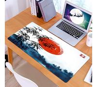 KDWJS Tappetino per mouse XXL Speed Gaming - 90x40 cm - XXL Mousepad - base antiscivolo - migliora la precisione e la velocità - Alberi di bambù e foresta nella nebbia disegnati a mano con inchiostro